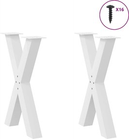 vidaXL Πόδια Τραπεζαρίας σε Σχήμα Χ, 2 τεμ. Λευκά 50x(72-73) εκ. Ατσάλι