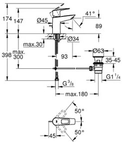 Μπαταρία νιπτήρα Grohe BauLoop