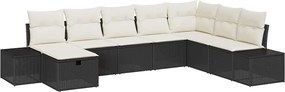 vidaXL Σετ Καναπέ Κήπου με μαξιλάρι 8 pcs Μαύρο Πολυ ράταν