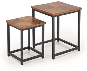 ELZA set of 2 coffee tables, walnut/black