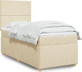 vidaXL Κρεβάτι Boxspring με Στρώμα Κρεμ 100 x 200 εκ. Υφασμάτινο
