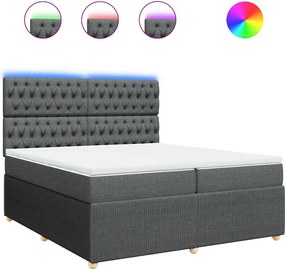 vidaXL Κρεβάτι Boxspring με Στρώμα Σκούρο Γκρι 200x200 εκ. Υφασμάτινο