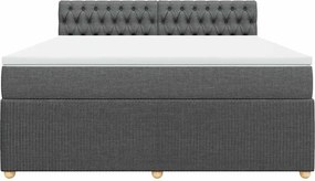 vidaXL Κρεβάτι Boxspring με Στρώμα Σκούρο Γκρι 180x200 εκ Υφασμάτιν