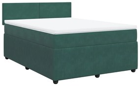 vidaXL Κρεβάτι Boxspring με Στρώμα Σκούρο Πράσινο 140x190εκ. Βελούδινο