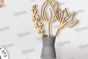 Σετ των 2 Intra απο ξύλο plywood 3mm-4mm πάχος – Ξύλινη διακόσμηση Λουλούδια με λέιζερ Δίασταση 20x20 cm INTRAFABR-117828711