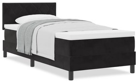 vidaXL Κρεβάτι Box Spring με Στρώμα Μαύρο Μονό Βελούδο