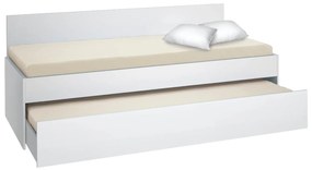 Κρεβάτι Καναπές με συρόμενο 2ο κρεβάτι Bisi Sandwich Λευκό, 87,6x197,7x73cm, Genomax