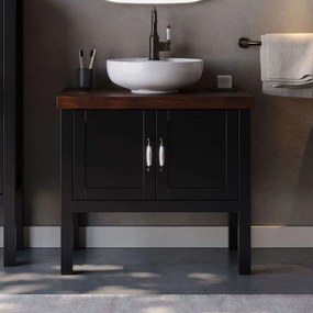Έπιπλο Μπάνιου Πάγκος Με Νιπτήρα London S3BLON085BLM 85x50x72cm Black Ceranic,Mdf