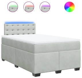 vidaXL Κρεβάτι Boxspring με Στρώμα Ανοιχτό Γκρι 120x200 εκ. Βελούδινο