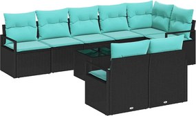 vidaXL Σετ Καναπέ 9 pcs Μαύρο συνθετικό ρατάν