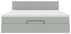 vidaXL Οθωμανικό κρεβάτι με στρώμα&LEDs Ανοιχτό γκρι 160x200cm Βελούδο