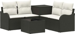 vidaXL Σετ Καναπέ 6 τμχ. Μαύρο και Κρεμ Λευκό 55 x 55 x 37 εκ