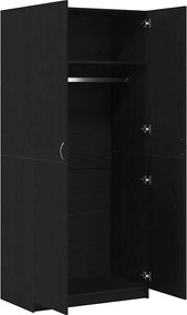 vidaXL Ντουλάπι Μαύρη Οξυά 90 x 52 x 200 εκ. Επεξεργασμένο ξύλο