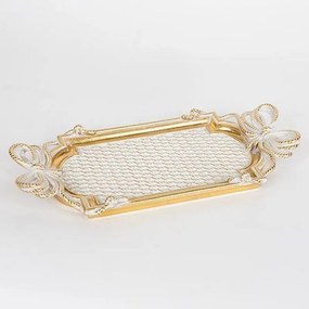 Δίσκος Σερβιρίσματος 752-16079 40x4x21.5cm White-Gold Estheti Home Polyresin