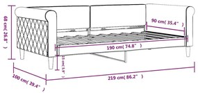 Καναπές Κρεβάτι Χωρίς Στρώμα Σκούρο Γκρι 90x190 εκ. Βελούδινο - Γκρι