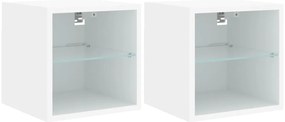 vidaXL Έπιπλα Τοίχου Τηλεόρασης με LED 2 Τεμ. Λευκά 30 x 28,5 x 30 εκ.