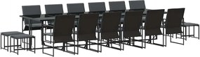 vidaXL Σέτ φαγητού για κήπο 17 pcs Μαύρο Ατσάλι