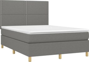 vidaXL Κρεβάτι Boxspring με Στρώμα Σκούρο Γκρι 140x190 εκ. Υφασμάτινο