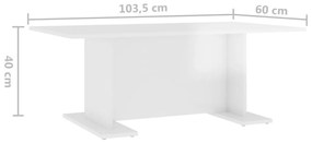 Τραπεζάκι Σαλονιού Γυαλιστερό Λευκό 103,5x60x40 εκ. Επεξ. Ξύλο - Λευκό