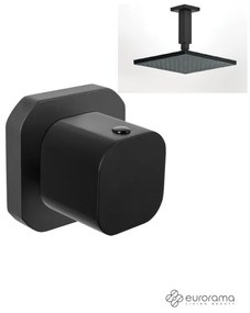 Eurorama Slot Black Matt Εκτροπέας Eντοιχισμού 3 Eξόδων+Κεφαλή Ντους τετράγωνη Φ30εκ. με μπράτσο οροφής