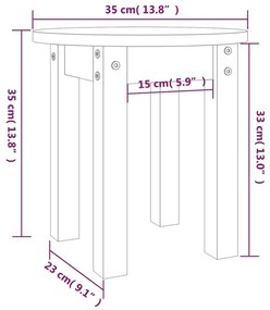 Τραπεζάκι Σαλονιού Λευκό Ø 35x35 εκ. από Μασίφ Ξύλο Πεύκου - Λευκό