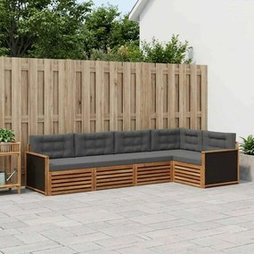vidaXL Σειρά Καναπέ Εξωτερικού 5 pcs Φυσικό και Ανθρακί