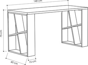 Γραφείο Λευκό / Ανθρακί HONEY 140x60x75