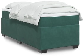 vidaXL Κρεβάτι Boxspring με Στρώμα Σκούρο Πράσινο 90x200 εκ. Βελούδινο