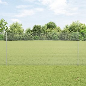 vidaXL Συρμάτινος Φράχτης με 10 Πόλους Ασημί 1.4x10 μ Χάλυβα
