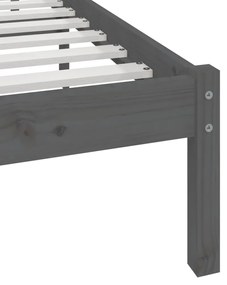 vidaXL Πλαίσιο Κρεβατιού Γκρι 200 x 200 εκ. από Μασίφ Ξύλο Πεύκου