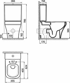 Creavit Solo 3610 Rimless BTW - Λεκάνη με Καζανάκι