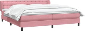 vidaXL Box Spring κρεβάτι με στρώματα ροζ 180x210 cm Βελούδινο