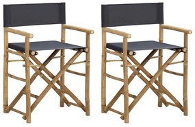 Καρέκλες Σκηνοθέτη Πτυσσόμενες 2 τεμ Σκούρο Γκρι Μπαμπού/Ύφασμα - Γκρι