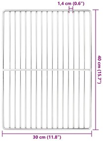 vidaXL Σχάρα ψησίματος Ασημί 40 x 30 cm Ανοξείδωτο ατσάλι