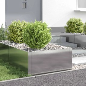 vidaXL Περίγραμμα γκαζόν 4 τμχ. 60 x 60 x 35 cm Ατσάλι Ασημί