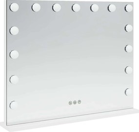 vidaXL Καθρέφτης Vanity LED Λευκό 58 x 10 x 47 εκ Γυαλί και Χάλυβας