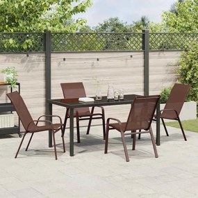 vidaXL Σέτ φαγητού για κήπο 5 pcs Καφέ Textilene και ατσάλι
