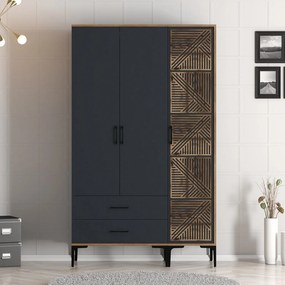 Τριφυλλη Ντουλαπα Καρυδια/Ανθρακι KUMSAL 47.5x120x201.4