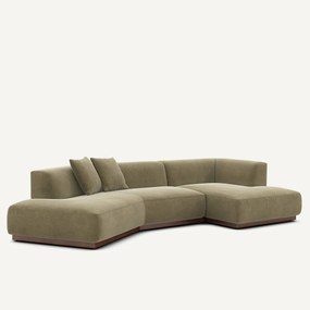 Γωνιακός καναπές δεξιός ανοιχτός από λινό βελούδο, JACOPO