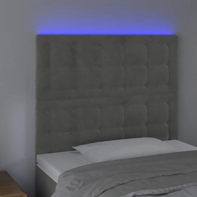 Κεφαλάρι Κρεβατιού LED Ανοιχτό Γκρι 80x5x118/128 εκ. Βελούδινο 3122888