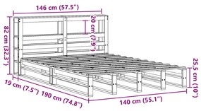 ΣΚΕΛΕΤΟΣ ΚΡΕΒΑΤΙΟΥ ΧΩΡΙΣ ΣΤΡΩΜΑ 140X190 ΕΚ ΜΑΣΙΦ ΞΥΛΟ ΠΕΥΚΟΥ 3306522