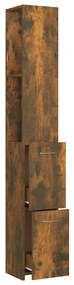 vidaXL Ντουλάπι Μπάνιου Καπνιστή Δρυς 25x26,5x170 εκ. Επεξεργ. Ξύλο