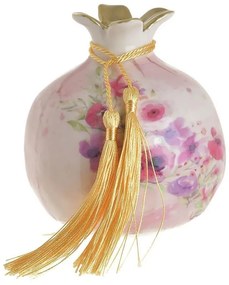 Inart Ρόδι Με Φούντα Κεραμικό Λουλούδια 9Χ9Χ9,5 Ροζ