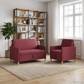 vidaXL Σαλονάκι Σετ Με Αποθηκευτικό Χώρο 2 pcs Κόκκινο Πολυεστέρας