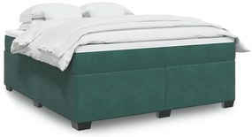vidaXL Κρεβάτι Boxspring με Στρώμα Σκούρο Πράσινο 180x200εκ. Βελούδινο