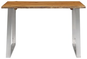 vidaXL Τραπεζαρία 120x65x75 εκ. Μασίφ Ξύλο Ακακίας / Ανοξείδωτο Ατσάλι