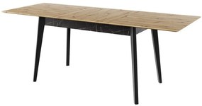 Τραπέζι Fresno AJ108, Artisan βελανιδιά, Μαύρο, Γκρι μάρμαρο, 80x85x145cm, Επιμήκυνση, Πλαστικοποιημένη μοριοσανίδα | Epipla1.gr