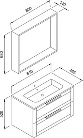 Martin Laguna 80 White Matt  MDF - Πάγκος με Νιπτήρα &amp; Καθρέπτη