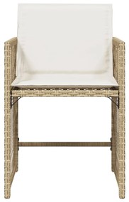 vidaXL Καρέκλες Κήπου 4 τεμ. Μπεζ Συνθετικό Ρατάν με Μαξιλάρια