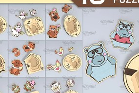 Intra απο ξύλο plywood 3mm-4mm πάχος κοπής με λέιζερ για οικογένεια παζλ ζώων Δίασταση 30x20 cm INTRAFABR-108437848